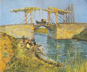 De brug van Langlois in Arles met wasvrouwen